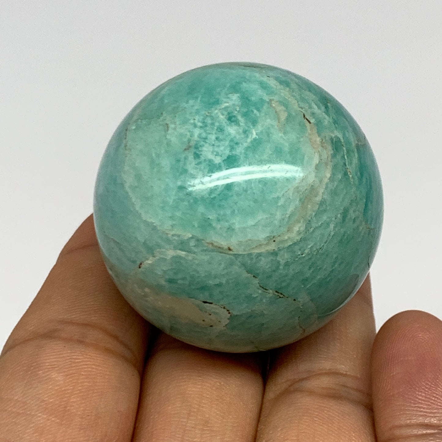 88.5g, 1.6" Small Amazonite Sphere Ball Gemstone from Madagascar, B15818