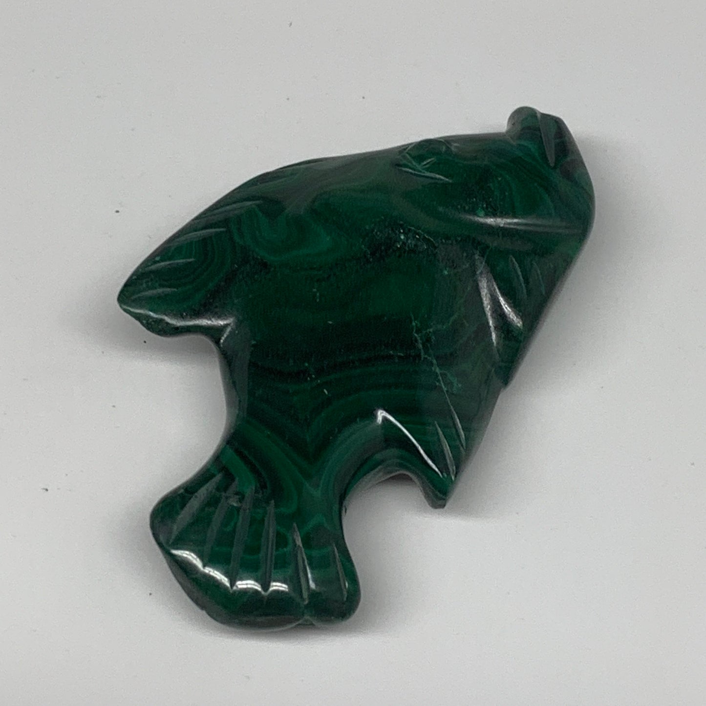 88.5g, 3.2"x1.8"x0.6" Natural Solid Malachite Fish Figurine @Congo, B7226