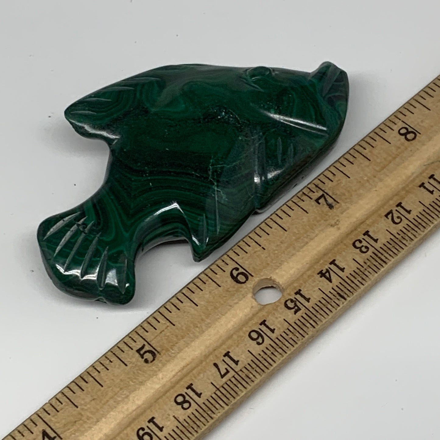 88.5g, 3.2"x1.8"x0.6" Natural Solid Malachite Fish Figurine @Congo, B7226