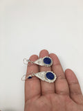 Handmade Natural Lapis Lazuli Sterling Silver Round Earrings Afghanistan, SE12 - watangem.com