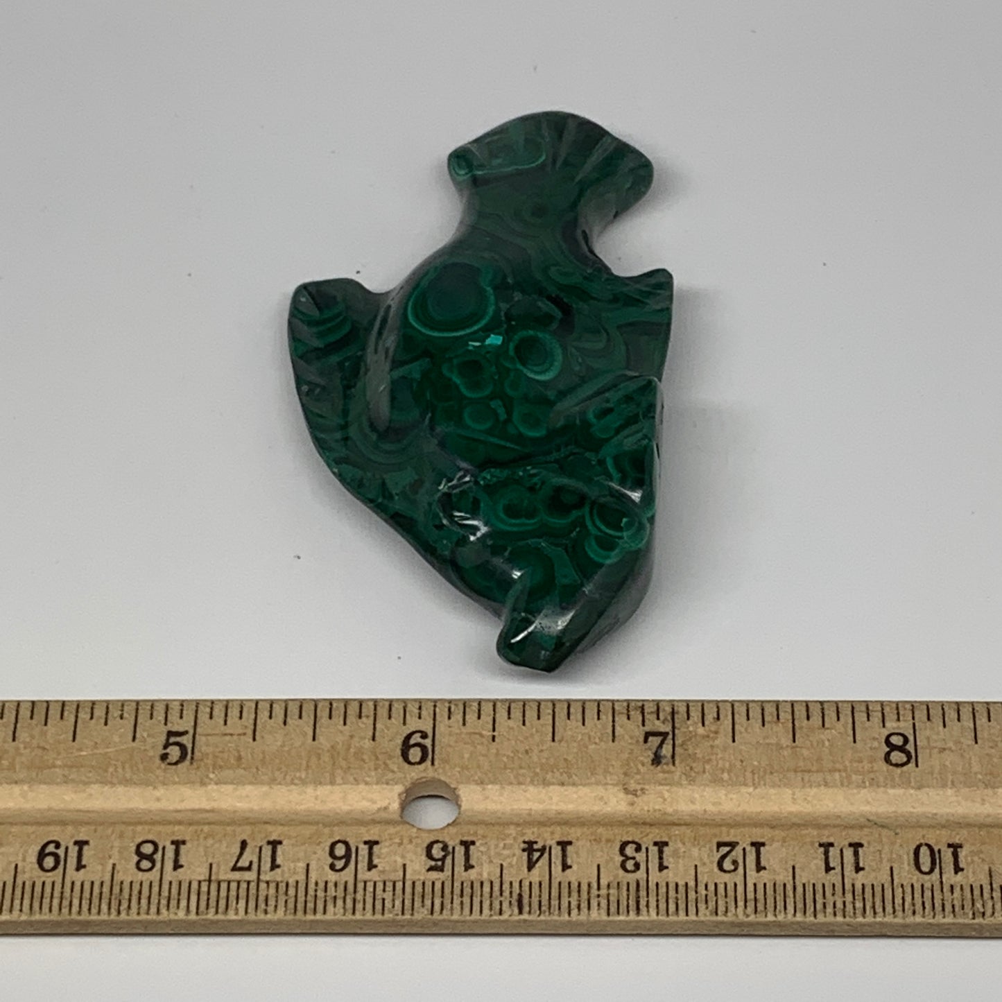 88.5g, 3.2"x1.8"x0.6" Natural Solid Malachite Fish Figurine @Congo, B7226
