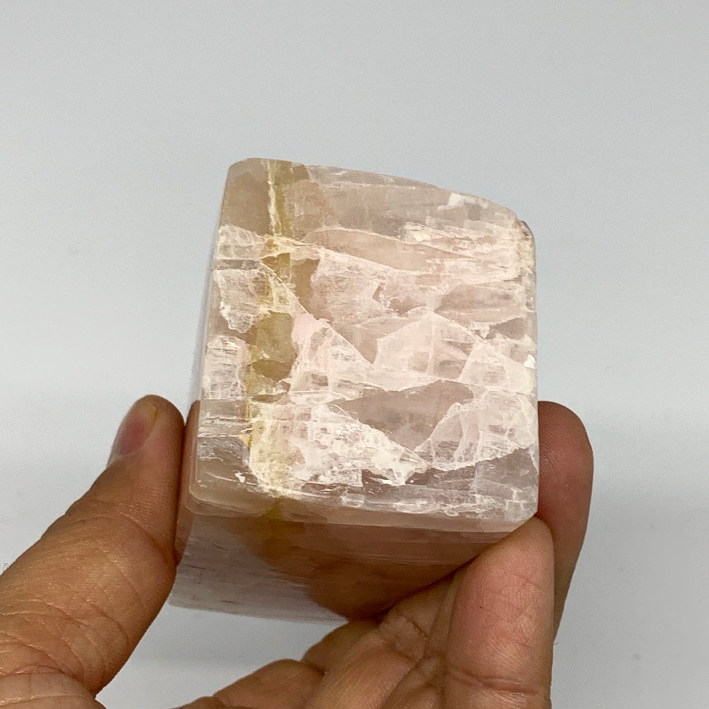 0.88 lbs, 3.9"x1.8" Strawberry Calcite Point Tower Obelisk Crystal, B25314