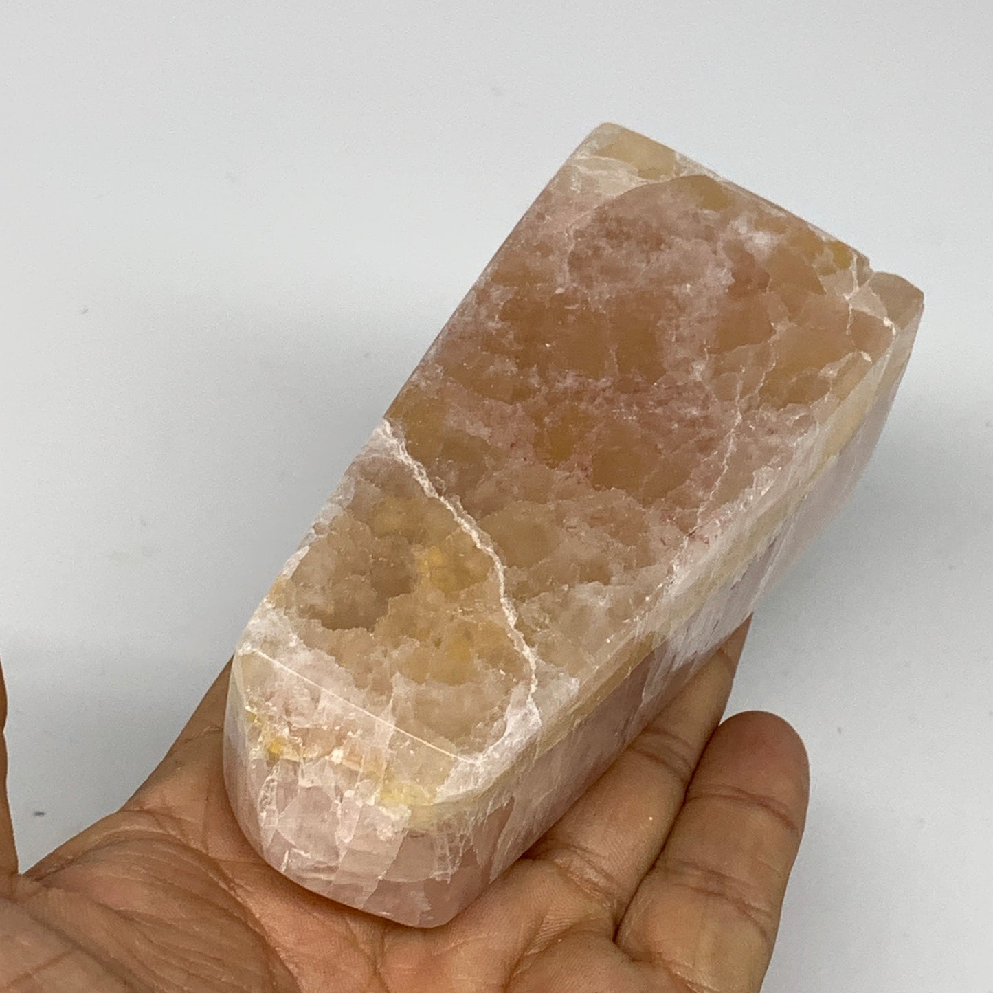 0.88 lbs, 3.9"x1.8" Strawberry Calcite Point Tower Obelisk Crystal, B25314