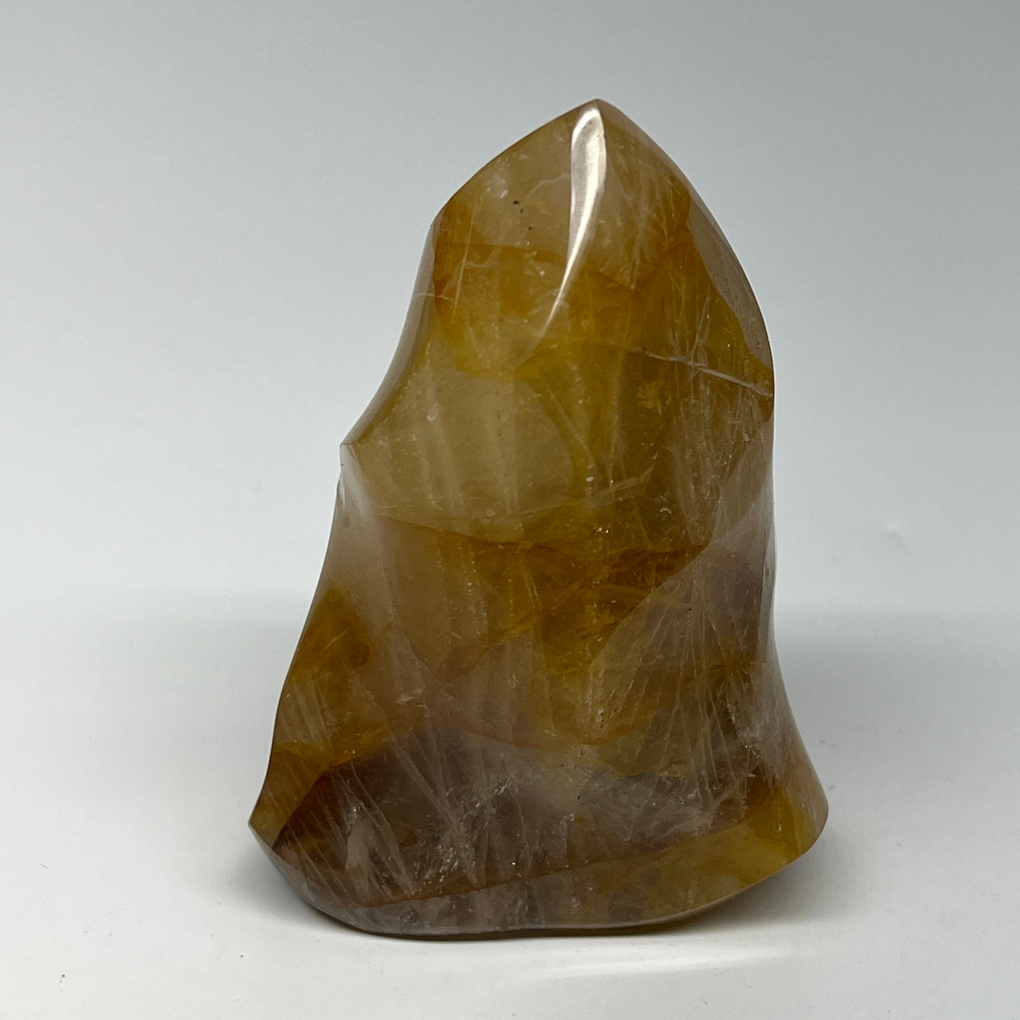 535g,4.6"x3.1"x2.3" Golden Healer Quartz Flame Crystal @Madagascar, B19560