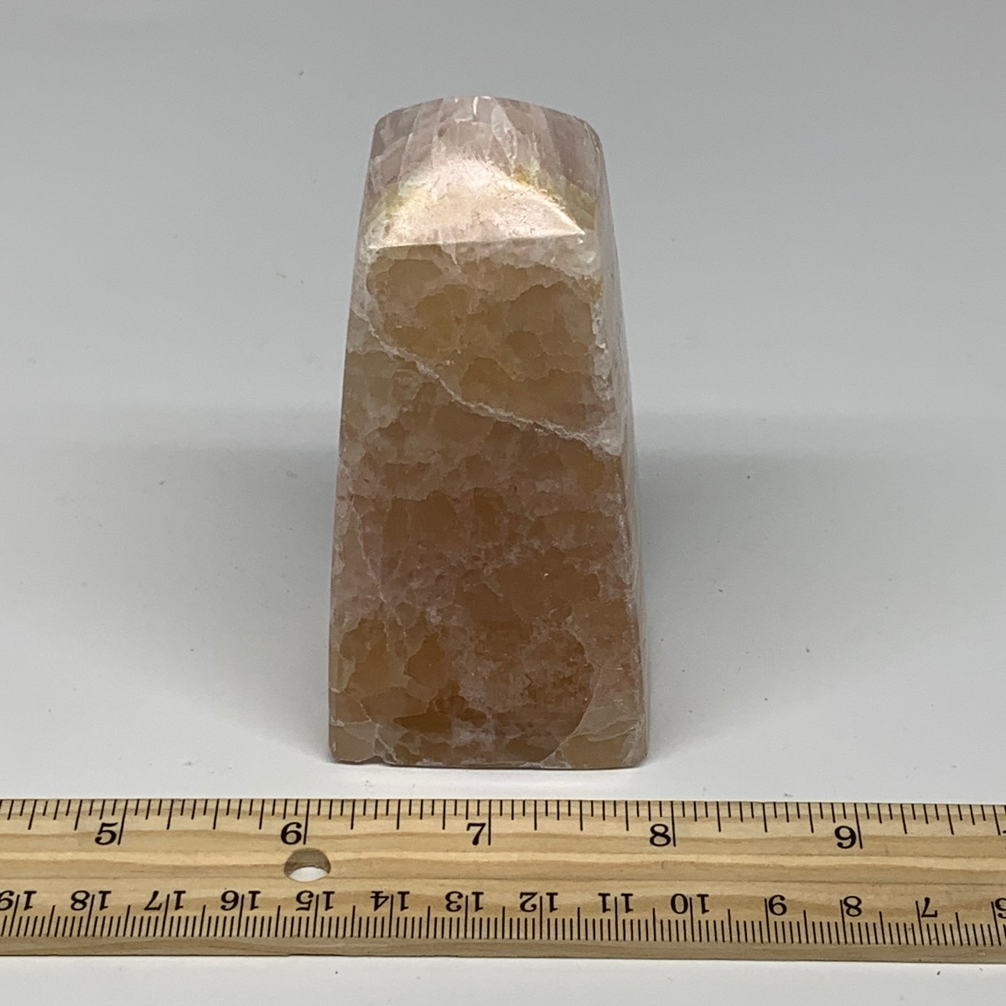 0.88 lbs, 3.9"x1.8" Strawberry Calcite Point Tower Obelisk Crystal, B25314