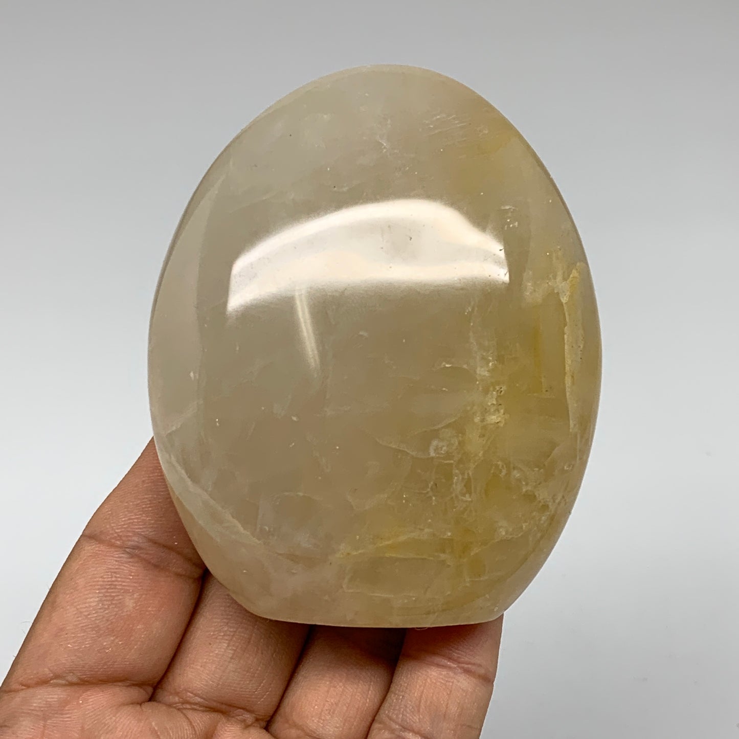 272.3g, 3.3"x2.7"x1.3" Natural Yellow Quartz Freeform Crystal Polished, B5528