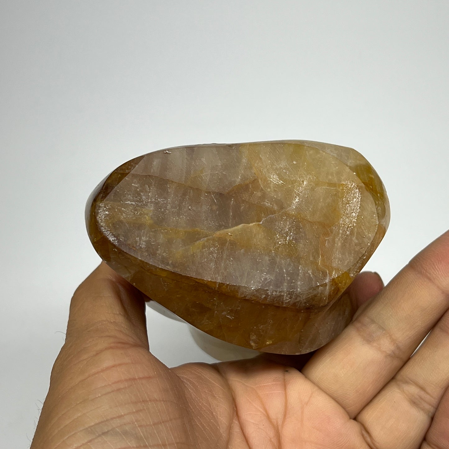 535g,4.6"x3.1"x2.3" Golden Healer Quartz Flame Crystal @Madagascar, B19560