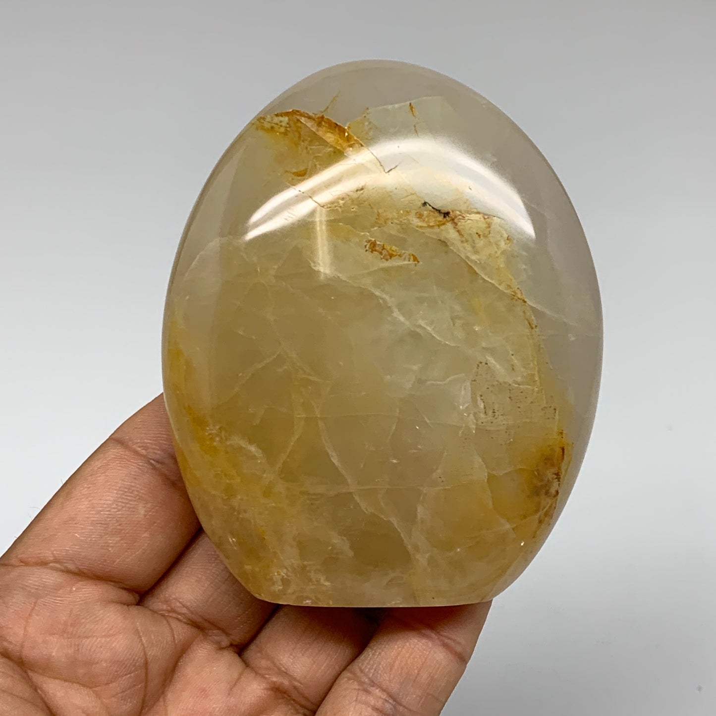 272.3g, 3.3"x2.7"x1.3" Natural Yellow Quartz Freeform Crystal Polished, B5528
