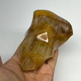 535g,4.6"x3.1"x2.3" Golden Healer Quartz Flame Crystal @Madagascar, B19560