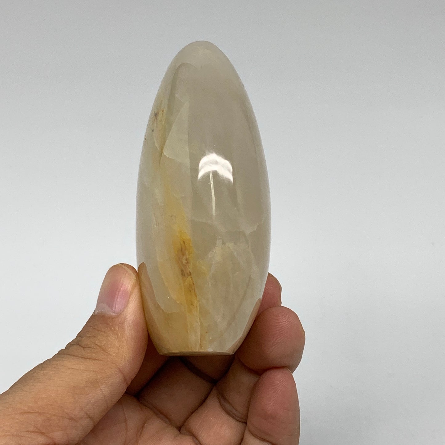 272.3g, 3.3"x2.7"x1.3" Natural Yellow Quartz Freeform Crystal Polished, B5528