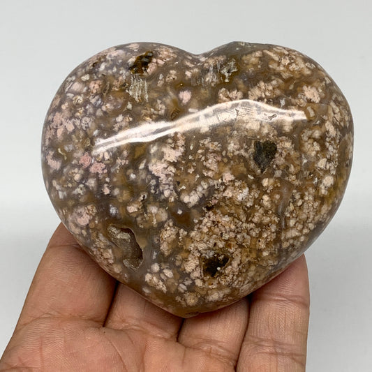 274.6g, 2.7"x3.1"x1.5" Agate Heart Polished Healing Crystal, B3636