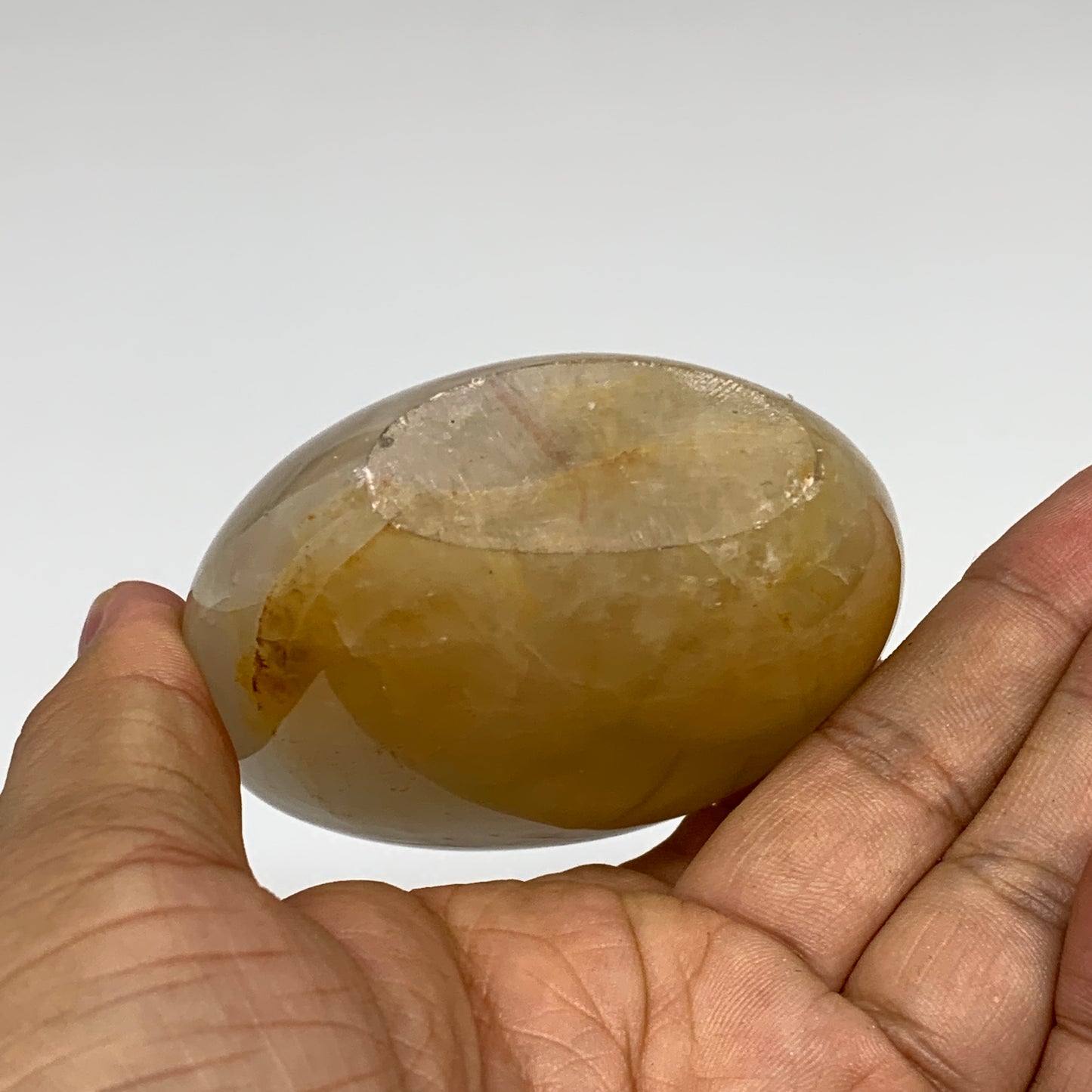 272.3g, 3.3"x2.7"x1.3" Natural Yellow Quartz Freeform Crystal Polished, B5528