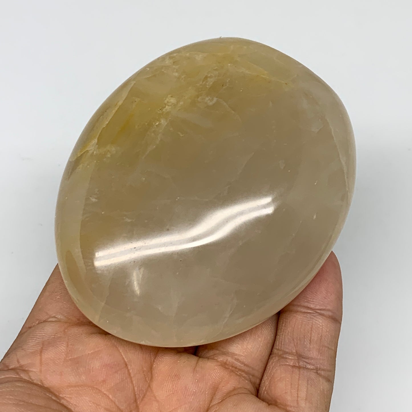 272.3g, 3.3"x2.7"x1.3" Natural Yellow Quartz Freeform Crystal Polished, B5528