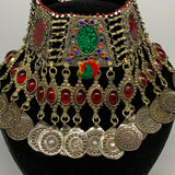 235g, 12"x5"Kuchi Choker Necklace Multi-Color Tribal Gypsy Bohemian,B14083