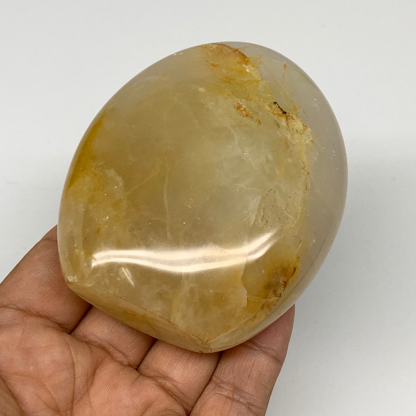 272.3g, 3.3"x2.7"x1.3" Natural Yellow Quartz Freeform Crystal Polished, B5528