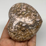 274.6g, 2.7"x3.1"x1.5" Agate Heart Polished Healing Crystal, B3636