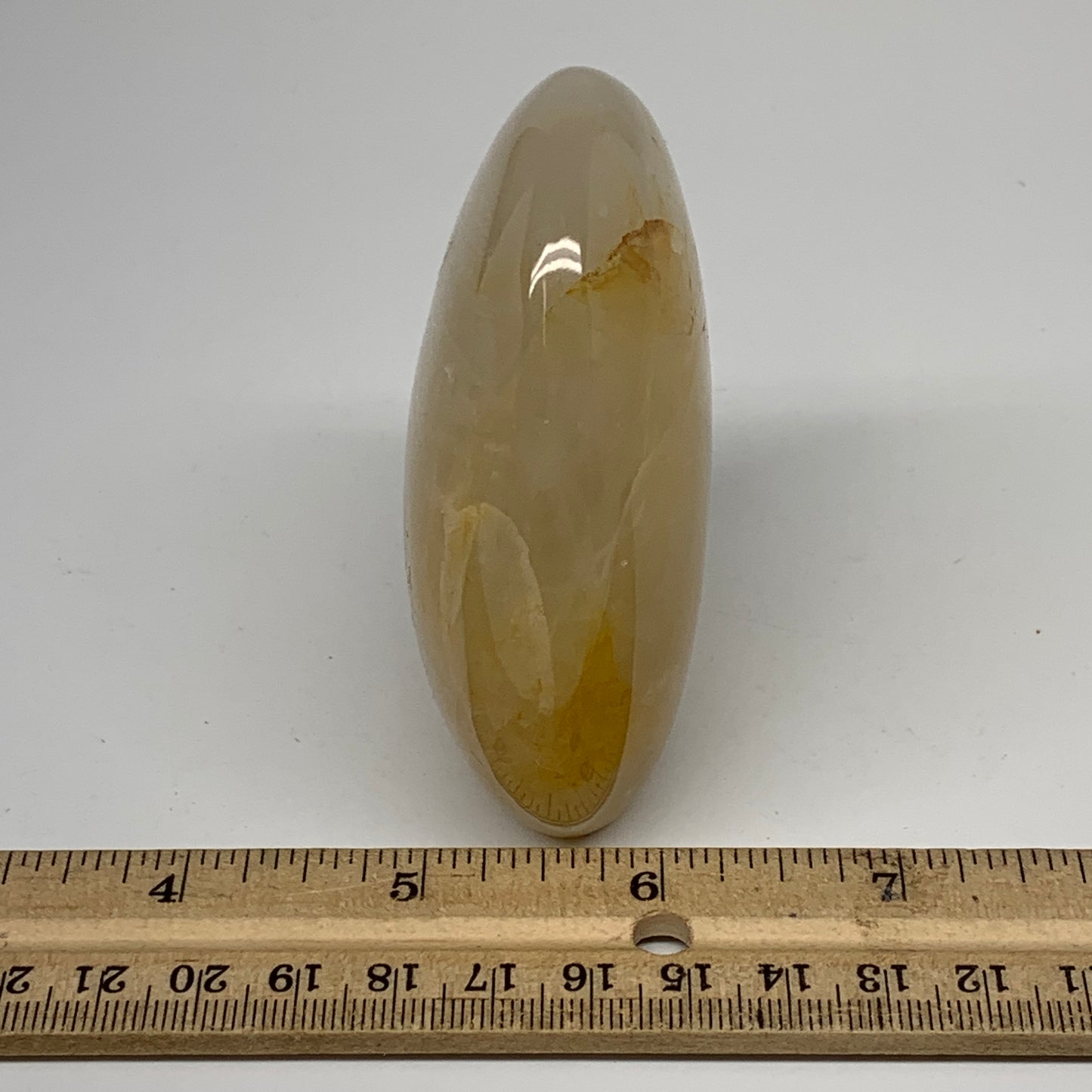 272.3g, 3.3"x2.7"x1.3" Natural Yellow Quartz Freeform Crystal Polished, B5528