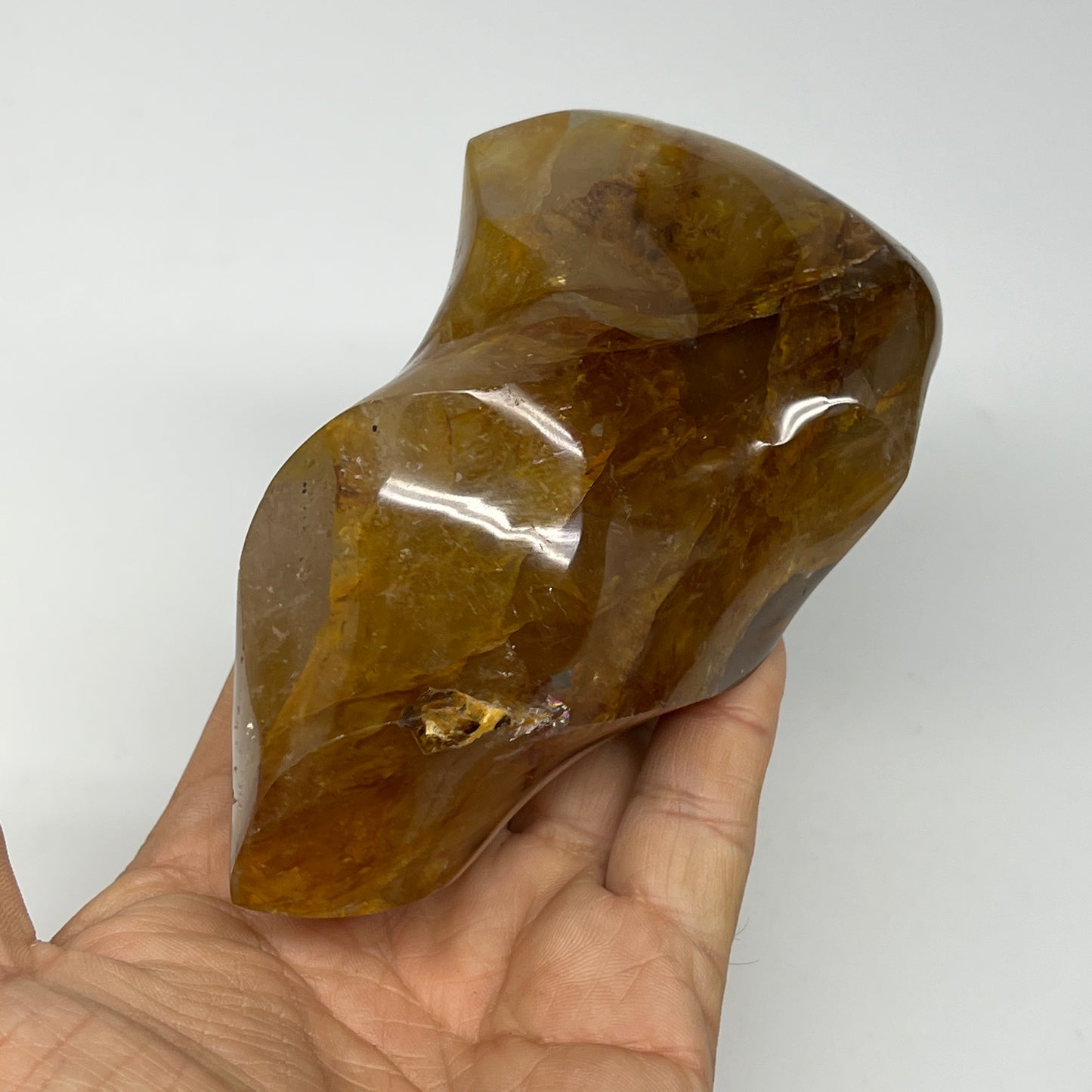 475g,4.6"x2.8"x2.1" Golden Healer Quartz Flame Crystal @Madagascar, B19561