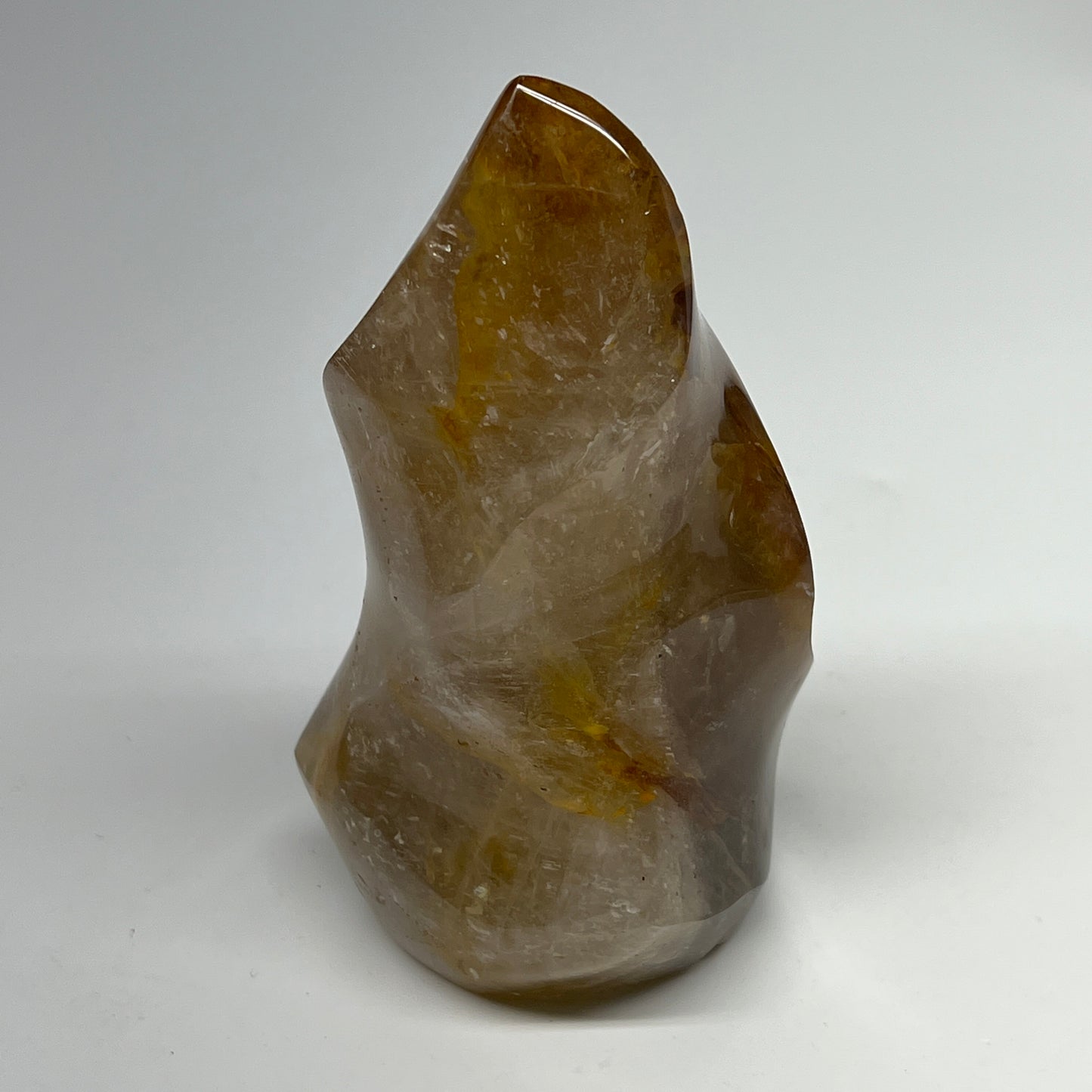 475g,4.6"x2.8"x2.1" Golden Healer Quartz Flame Crystal @Madagascar, B19561