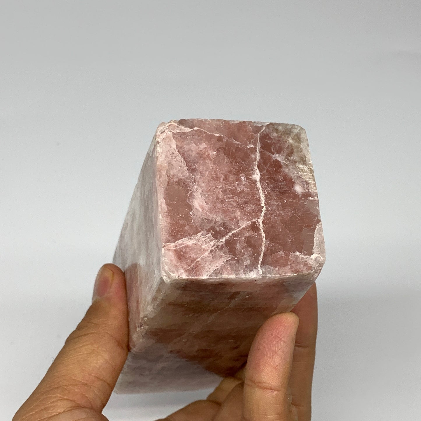 1.84 lbs, 5.9"x1.9" Strawberry Calcite Point Tower Obelisk Crystal, B25316