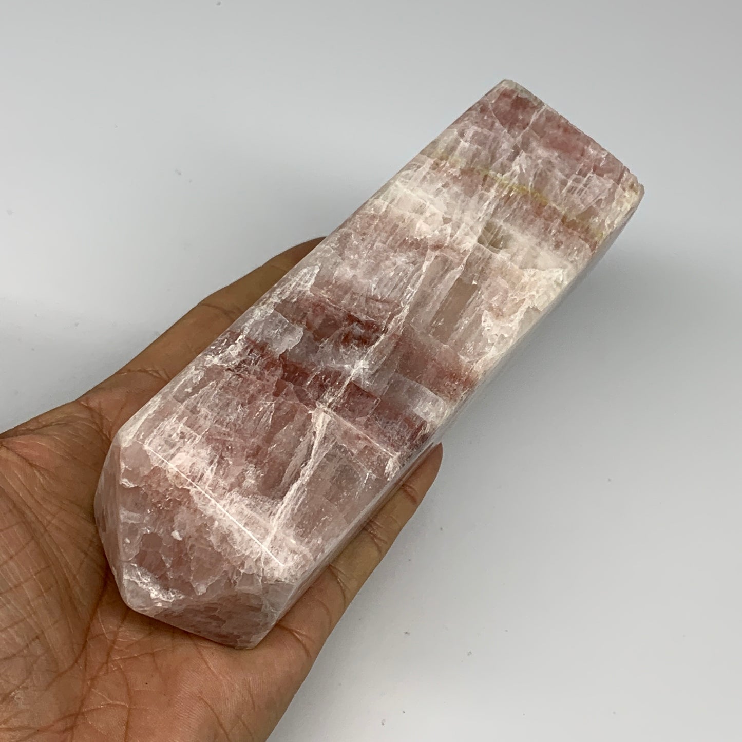 1.84 lbs, 5.9"x1.9" Strawberry Calcite Point Tower Obelisk Crystal, B25316