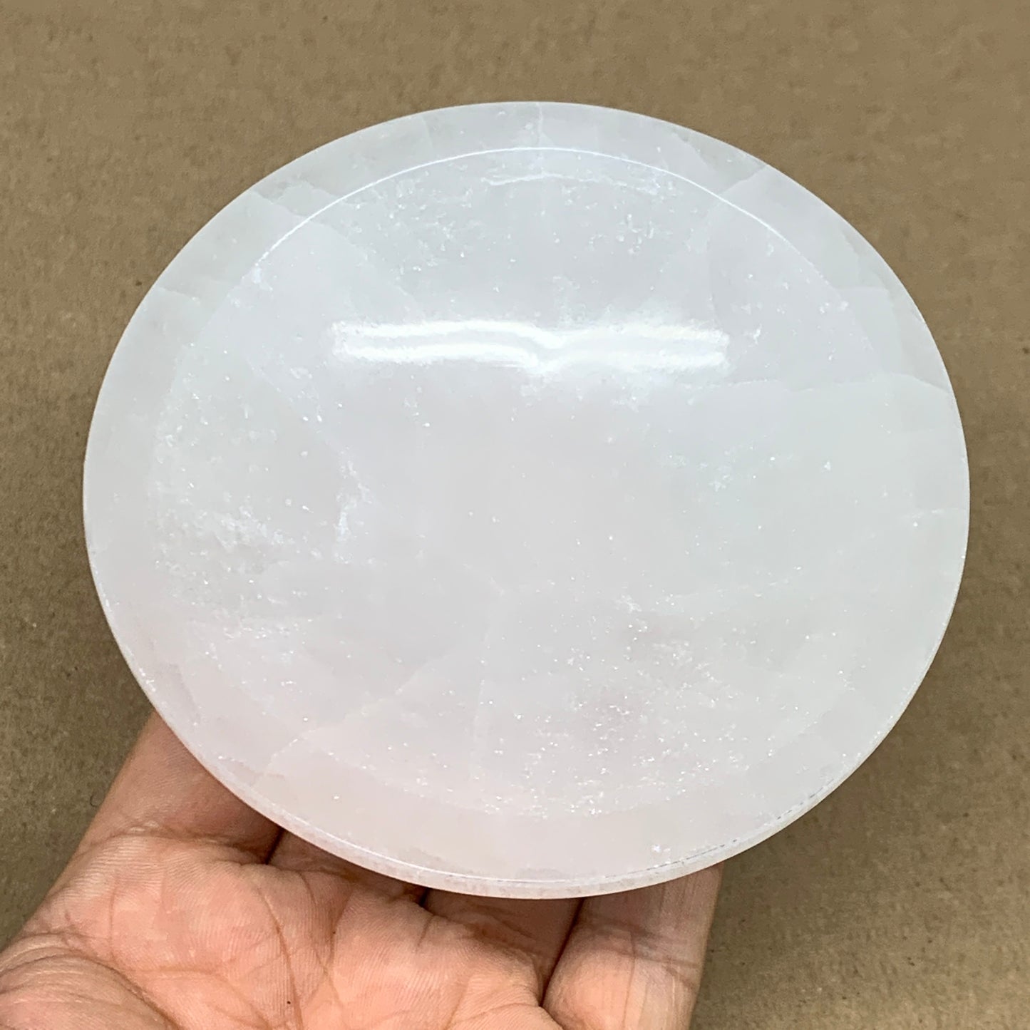 4pcs, 1148g, 3.9"-4" Natural Round Selenite Bowls Crystals from Morocco, B9191