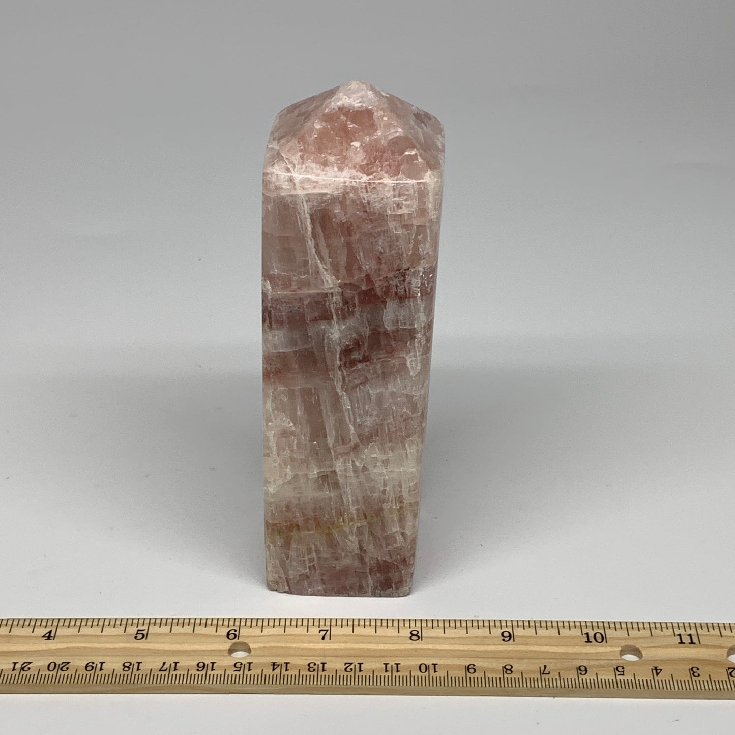 1.84 lbs, 5.9"x1.9" Strawberry Calcite Point Tower Obelisk Crystal, B25316
