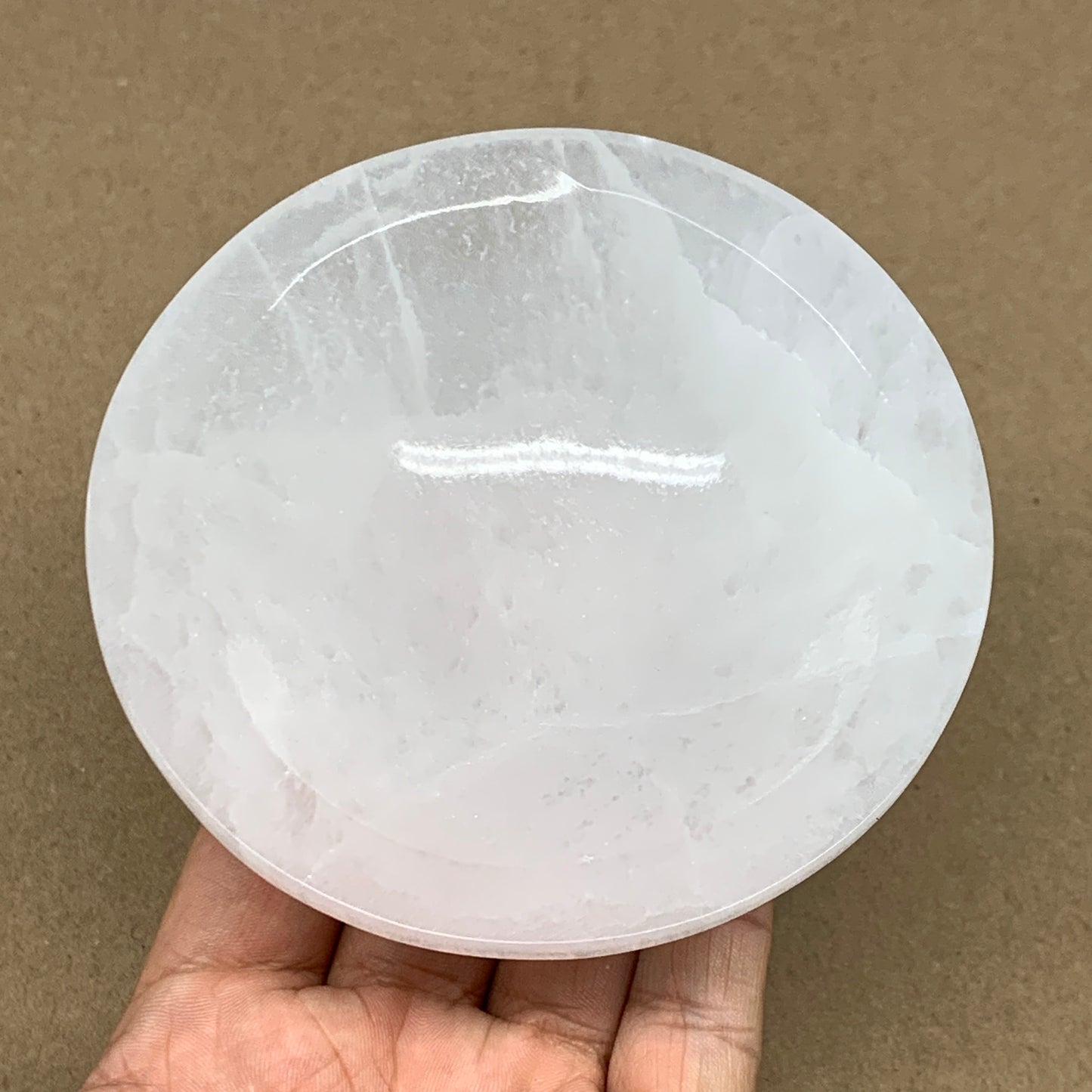 4pcs, 1148g, 3.9"-4" Natural Round Selenite Bowls Crystals from Morocco, B9191