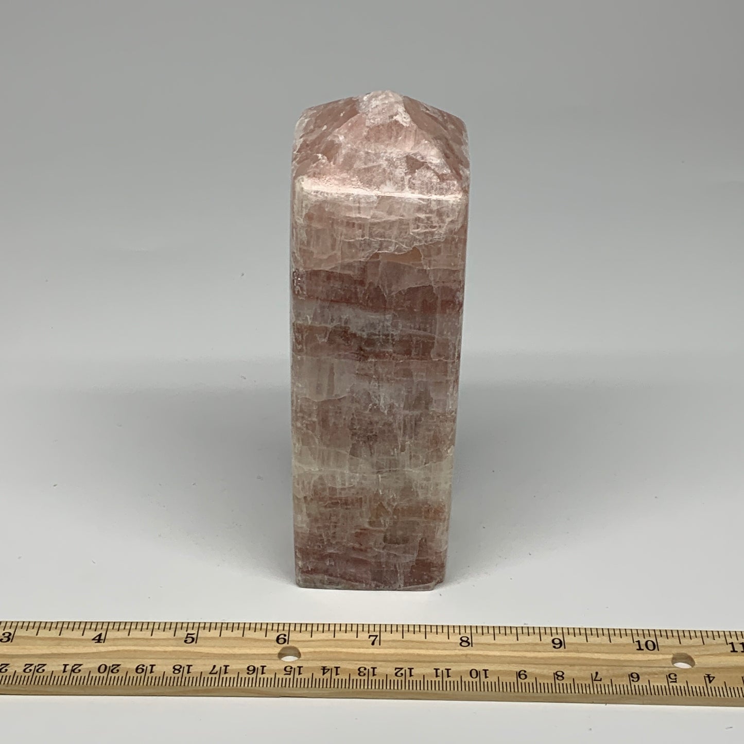 1.84 lbs, 5.9"x1.9" Strawberry Calcite Point Tower Obelisk Crystal, B25316