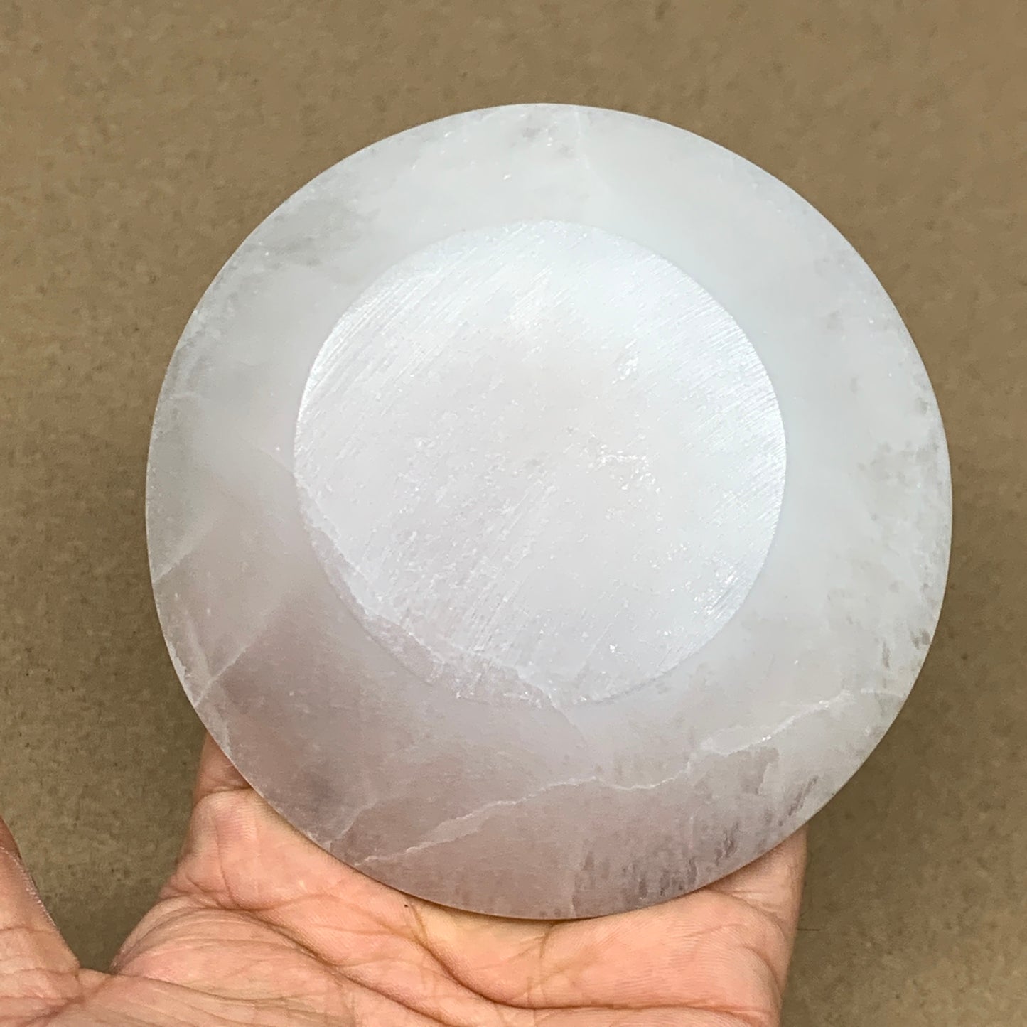 4pcs, 1148g, 3.9"-4" Natural Round Selenite Bowls Crystals from Morocco, B9191