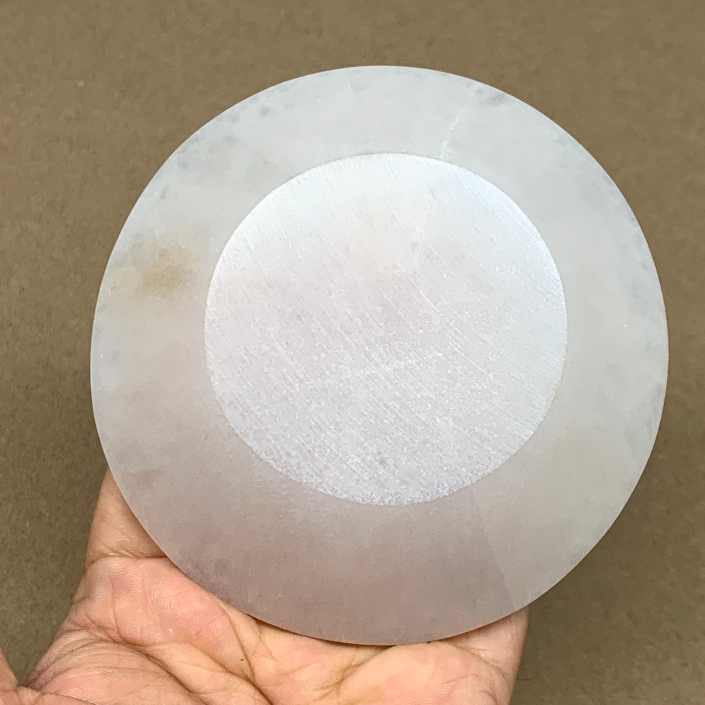 4pcs, 1148g, 3.9"-4" Natural Round Selenite Bowls Crystals from Morocco, B9191