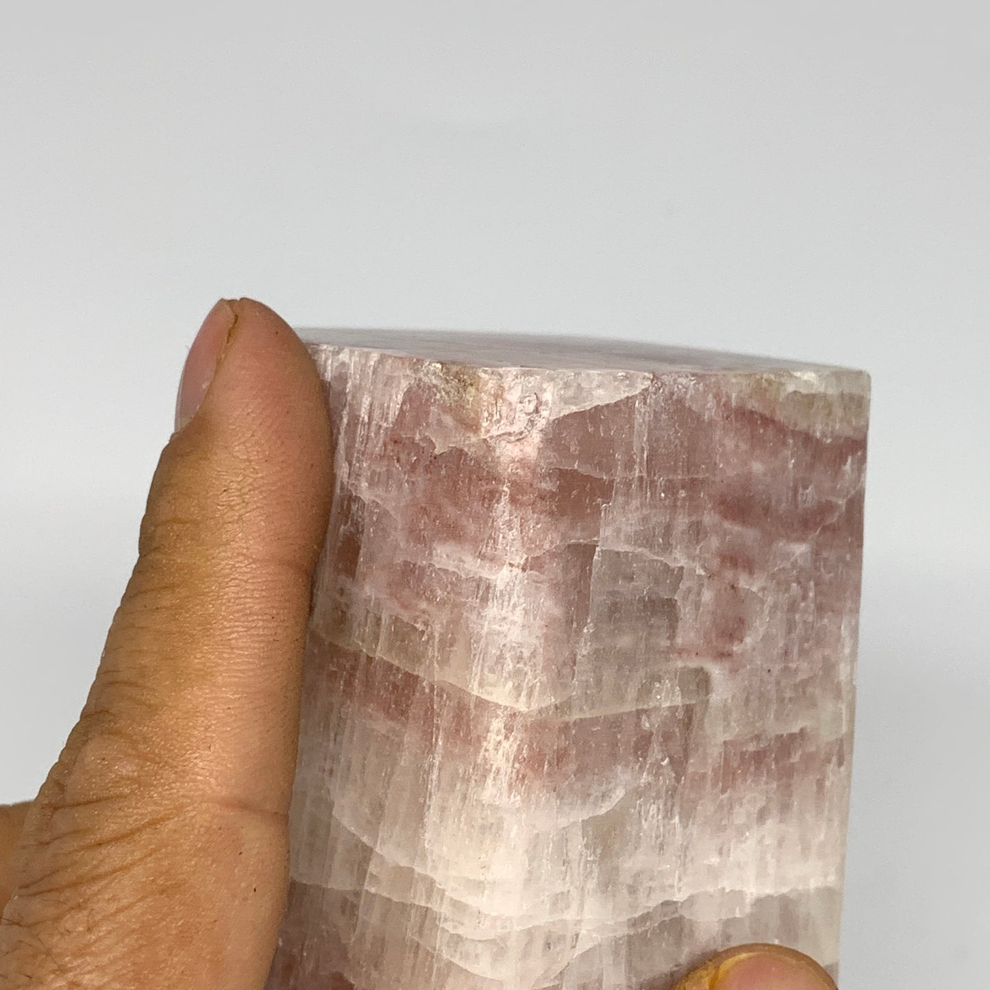 1.84 lbs, 5.9"x1.9" Strawberry Calcite Point Tower Obelisk Crystal, B25316