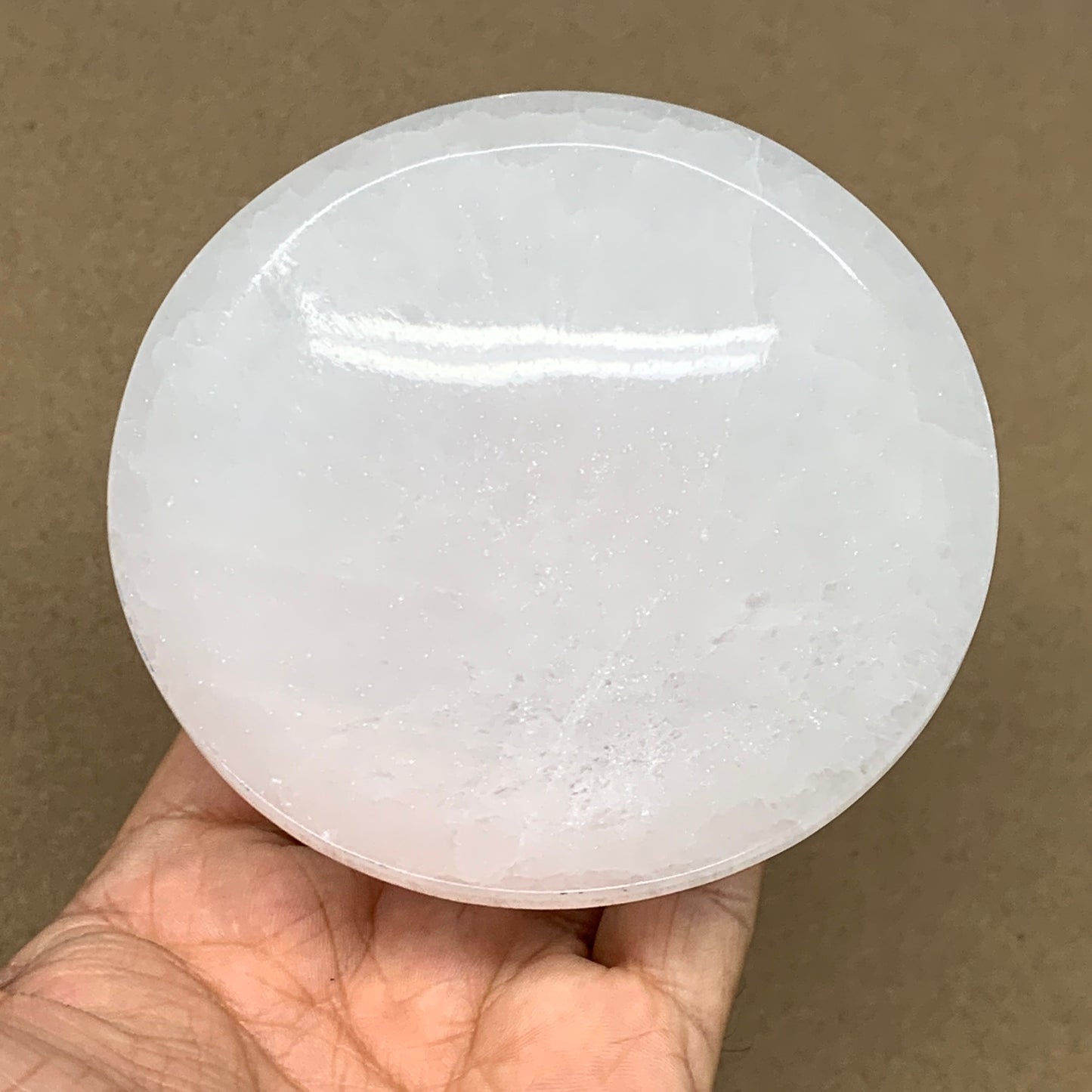 4pcs, 1148g, 3.9"-4" Natural Round Selenite Bowls Crystals from Morocco, B9191