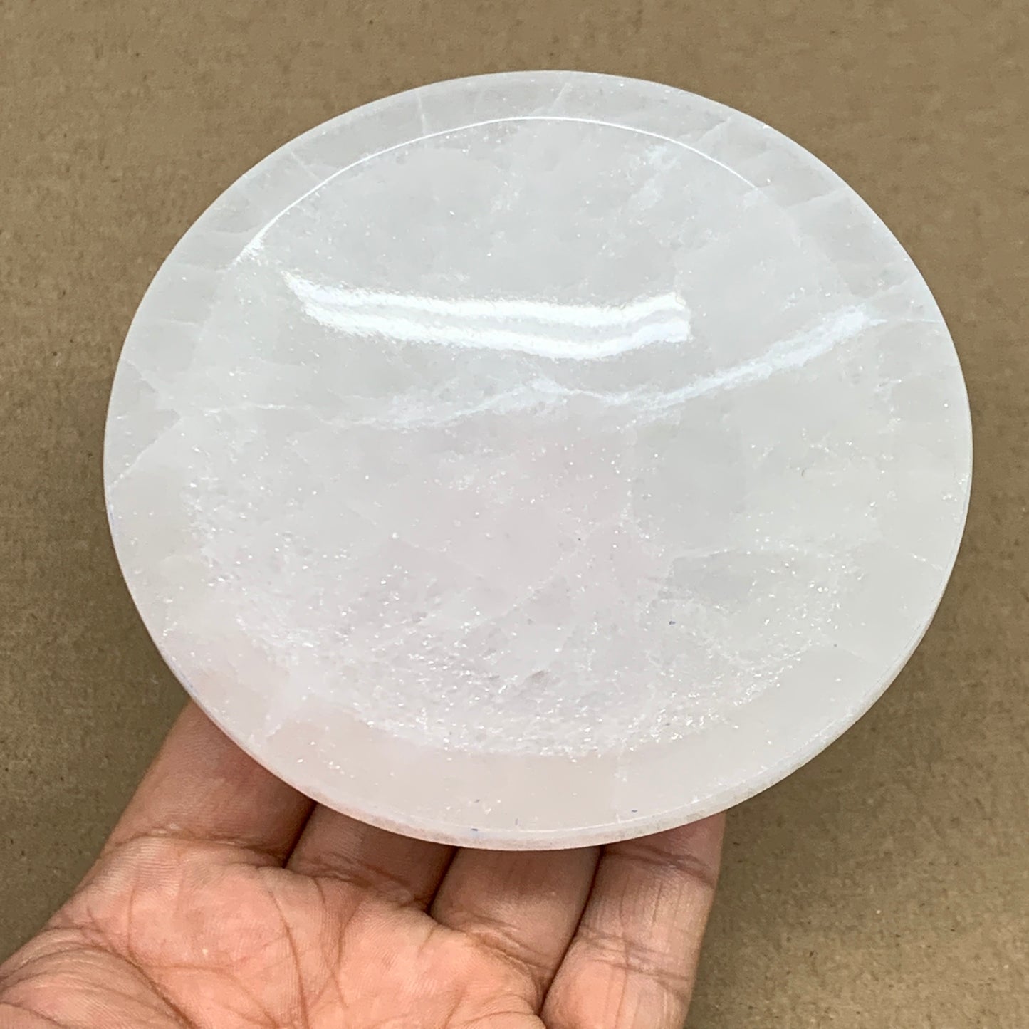 4pcs, 1166g, 3.9"-4" Natural Round Selenite Bowls Crystals from Morocco, B9192