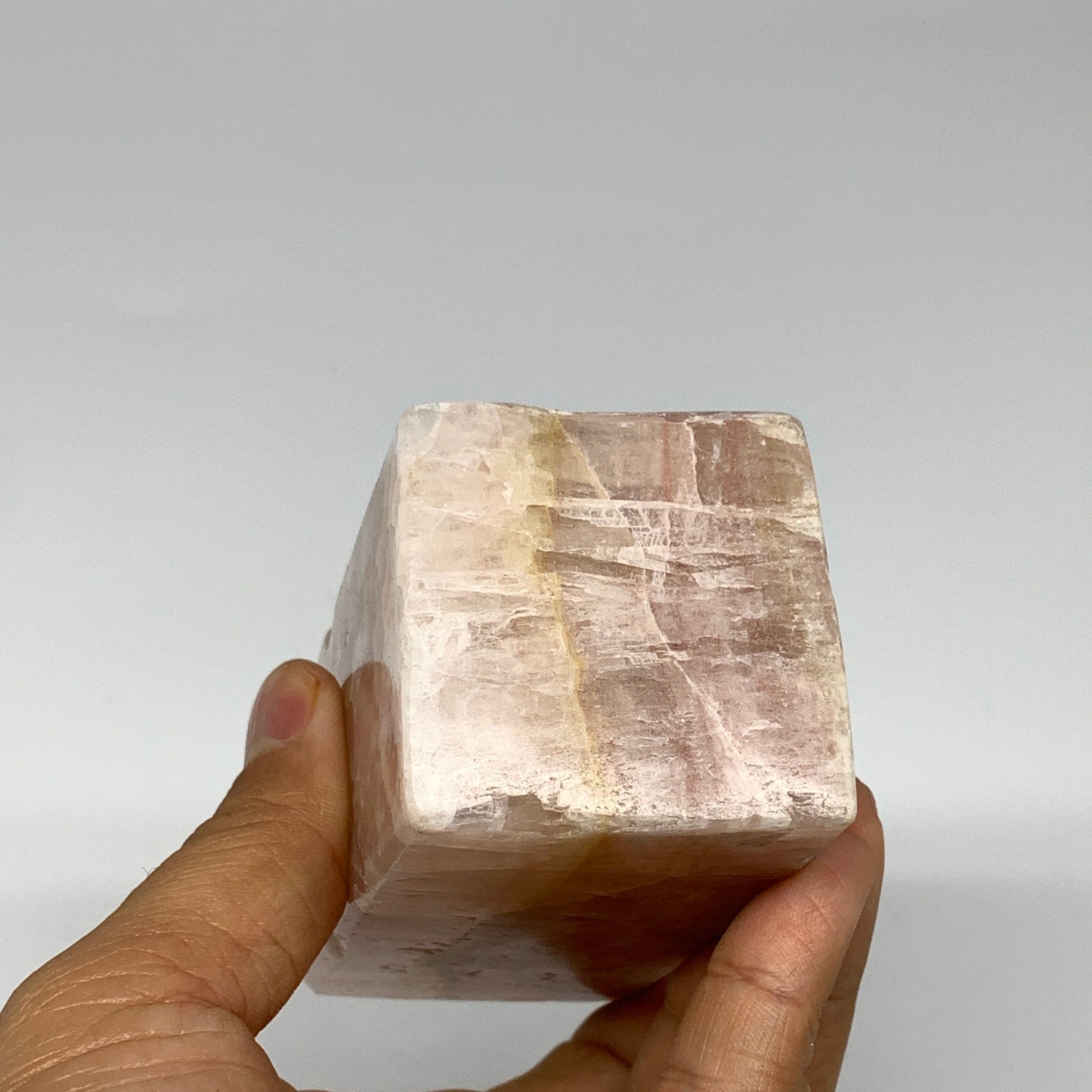 1.38 lbs, 4.4"x1.9" Strawberry Calcite Point Tower Obelisk Crystal, B25317