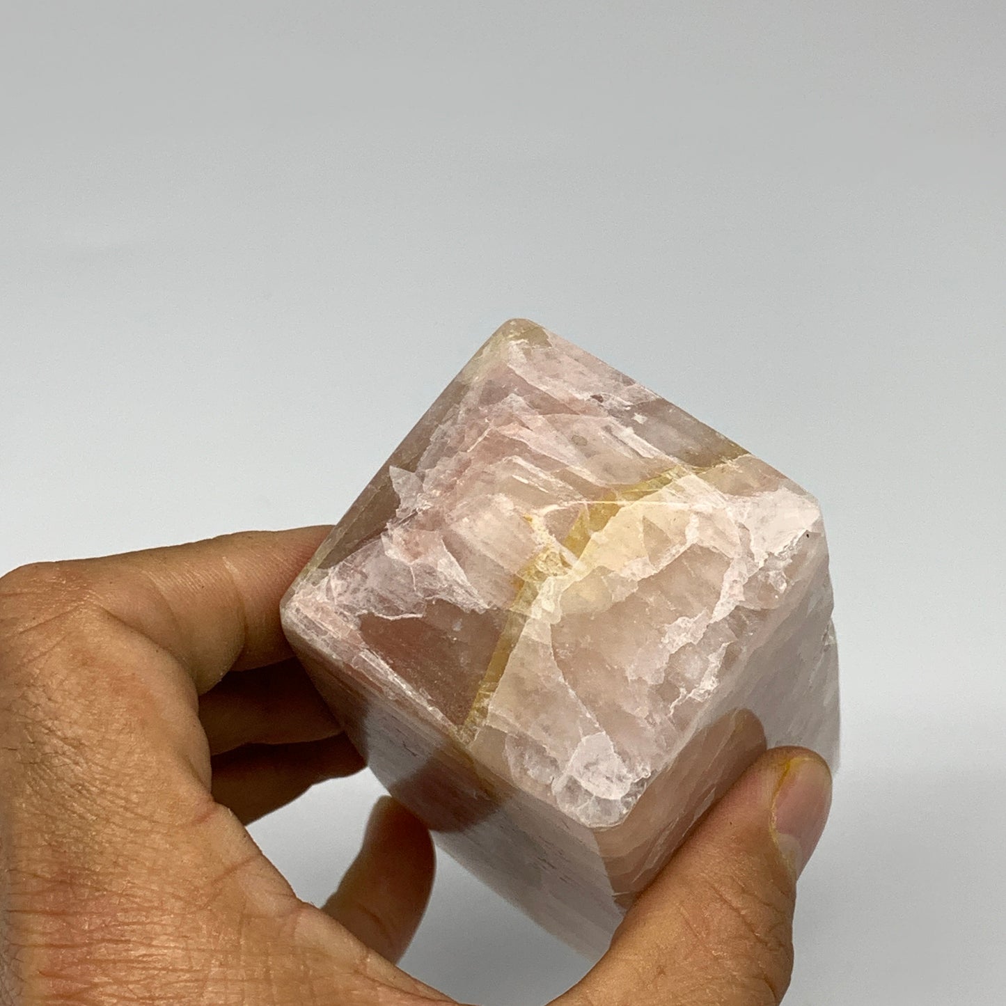 1.38 lbs, 4.4"x1.9" Strawberry Calcite Point Tower Obelisk Crystal, B25317
