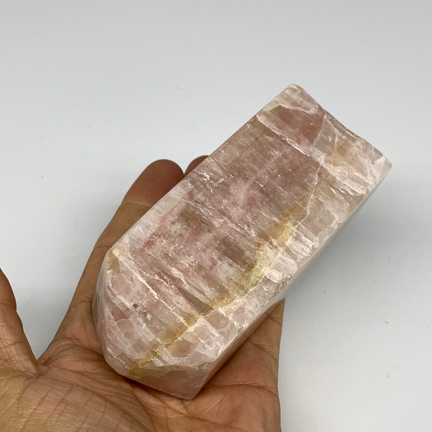 1.38 lbs, 4.4"x1.9" Strawberry Calcite Point Tower Obelisk Crystal, B25317