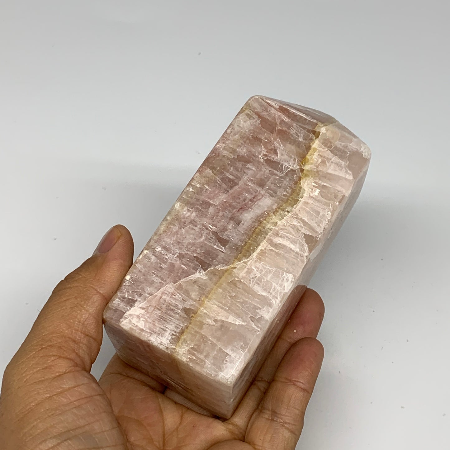 1.38 lbs, 4.4"x1.9" Strawberry Calcite Point Tower Obelisk Crystal, B25317