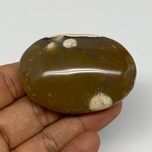 71.7g, 2.3"x1.6"x0.9", Yellow Ocean Jasper Palm-Stone @Madagascar, B18148