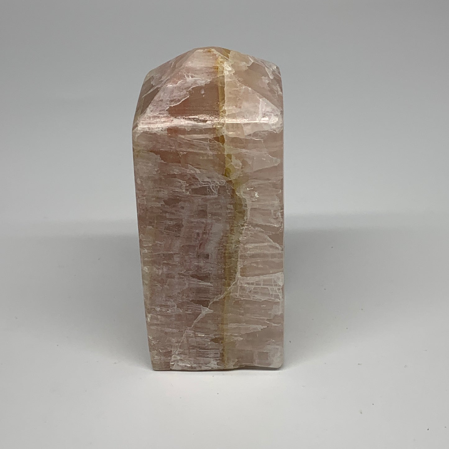 1.38 lbs, 4.4"x1.9" Strawberry Calcite Point Tower Obelisk Crystal, B25317