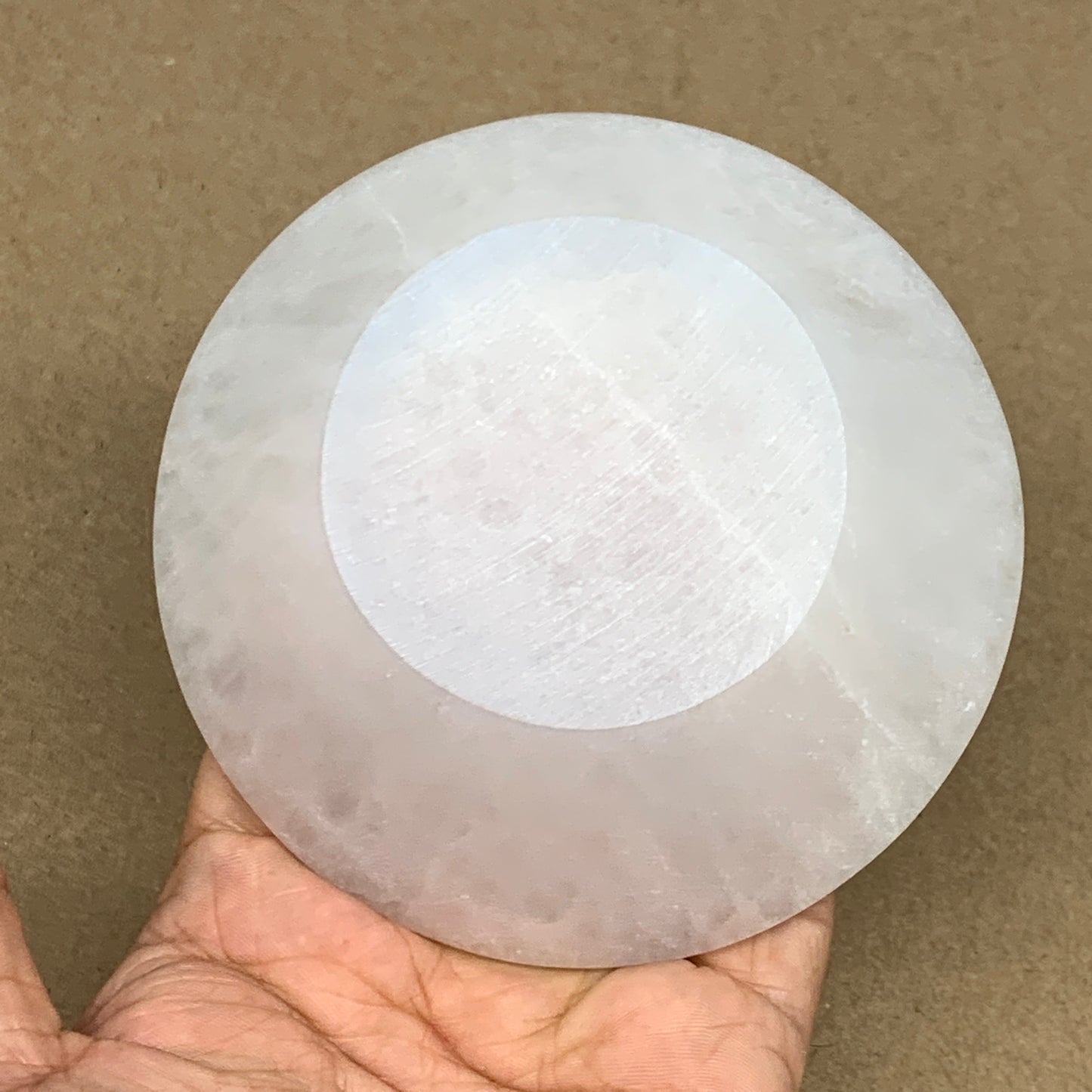 4pcs, 1166g, 3.9"-4" Natural Round Selenite Bowls Crystals from Morocco, B9192
