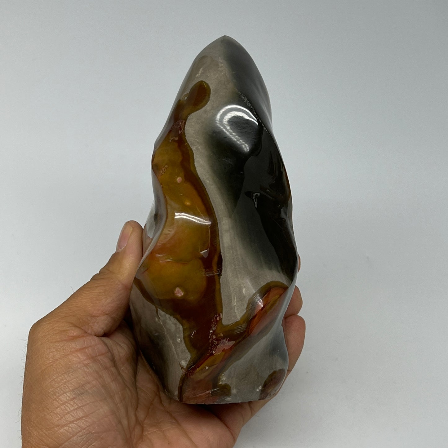 910g,5.7"x3"x2.4" Natural Polychrome Jasper Flame Gemstones @Madagascar,B19563