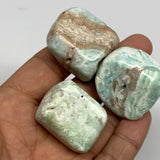 99.7g, 1.2"-1.2", 3pcs, Blue Aragonite Tumbled Stones @Afghanistan, B26962