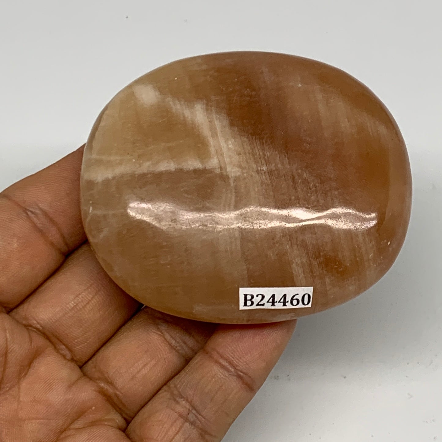 155.2g, 2.7"x2.3"x0.9",Honey Calcite Palm-Stone Crystal Polished @Pakistan,B2446