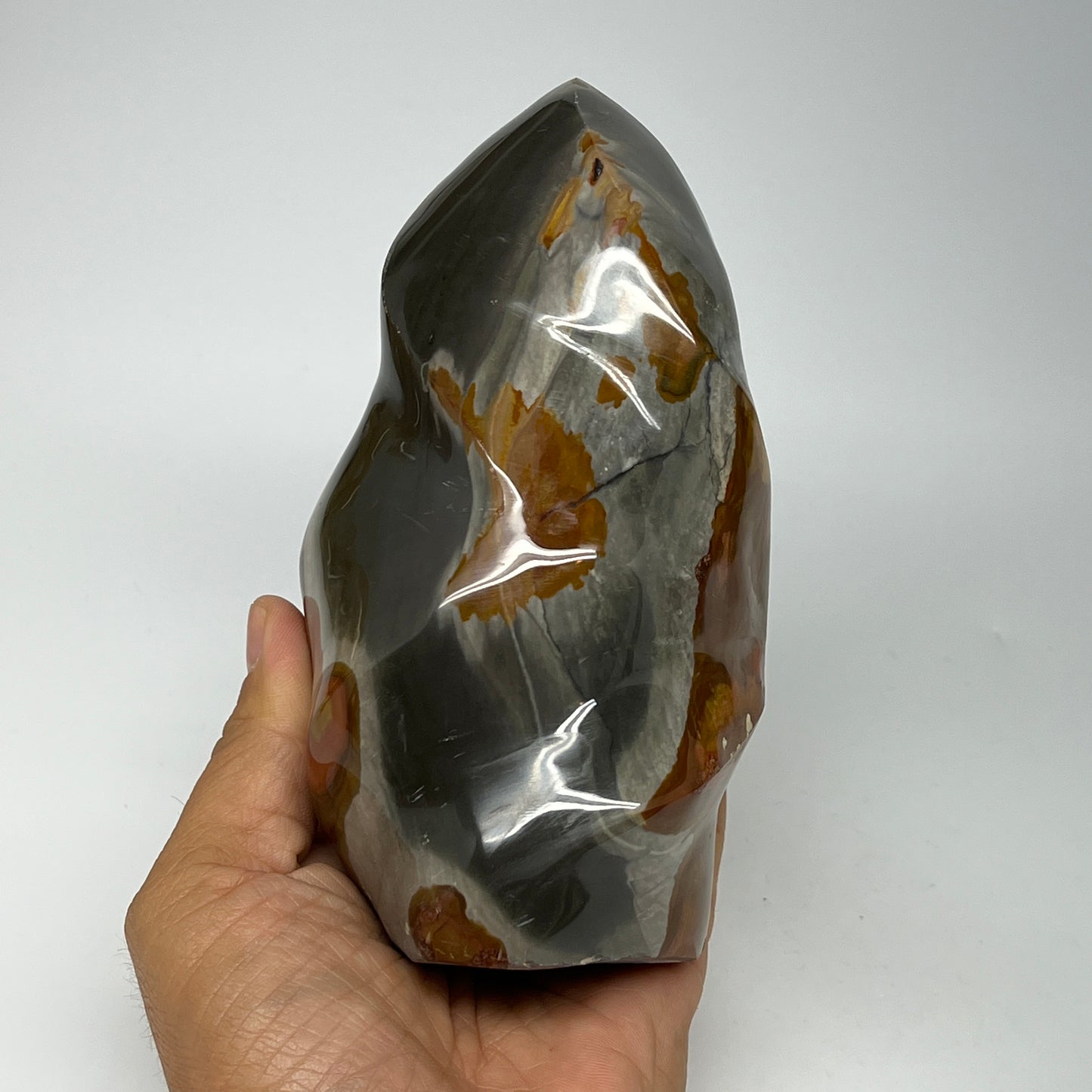910g,5.7"x3"x2.4" Natural Polychrome Jasper Flame Gemstones @Madagascar,B19563