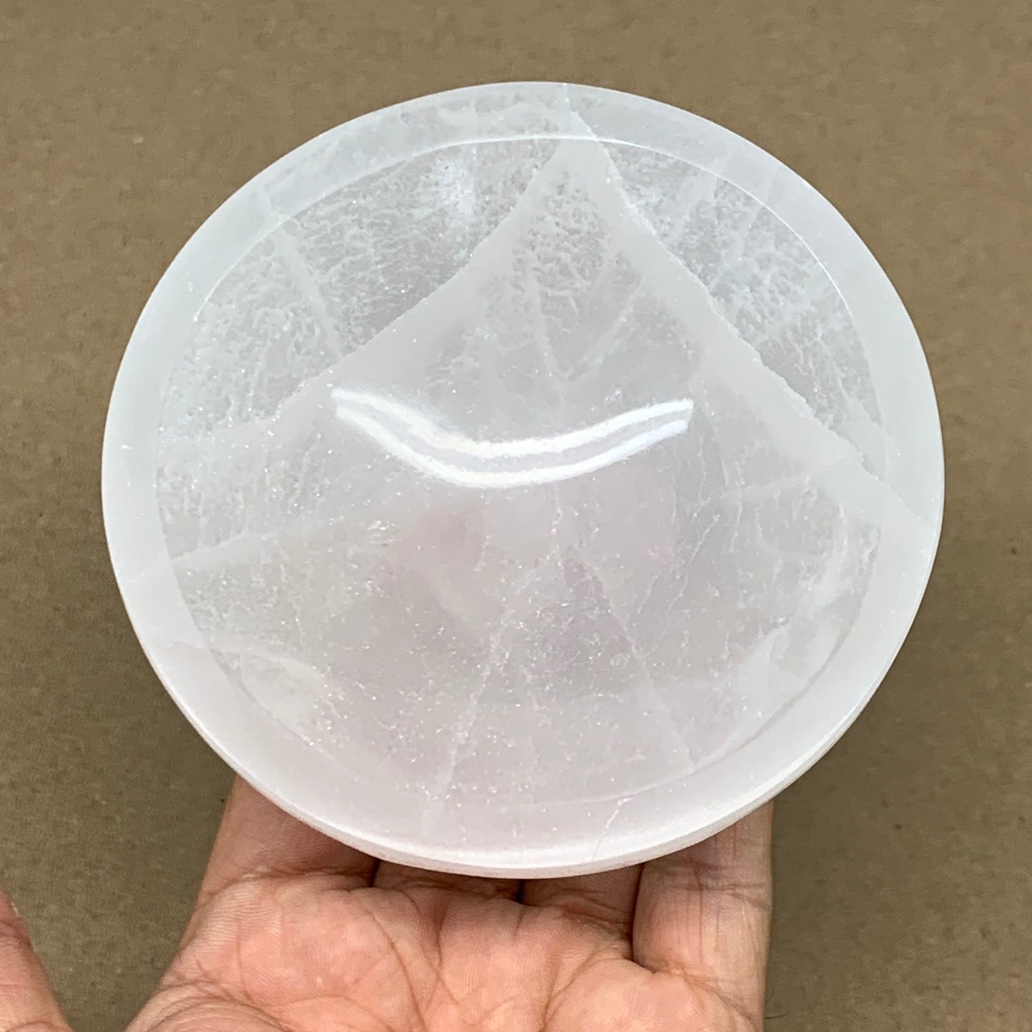 4pcs, 1166g, 3.9"-4" Natural Round Selenite Bowls Crystals from Morocco, B9192