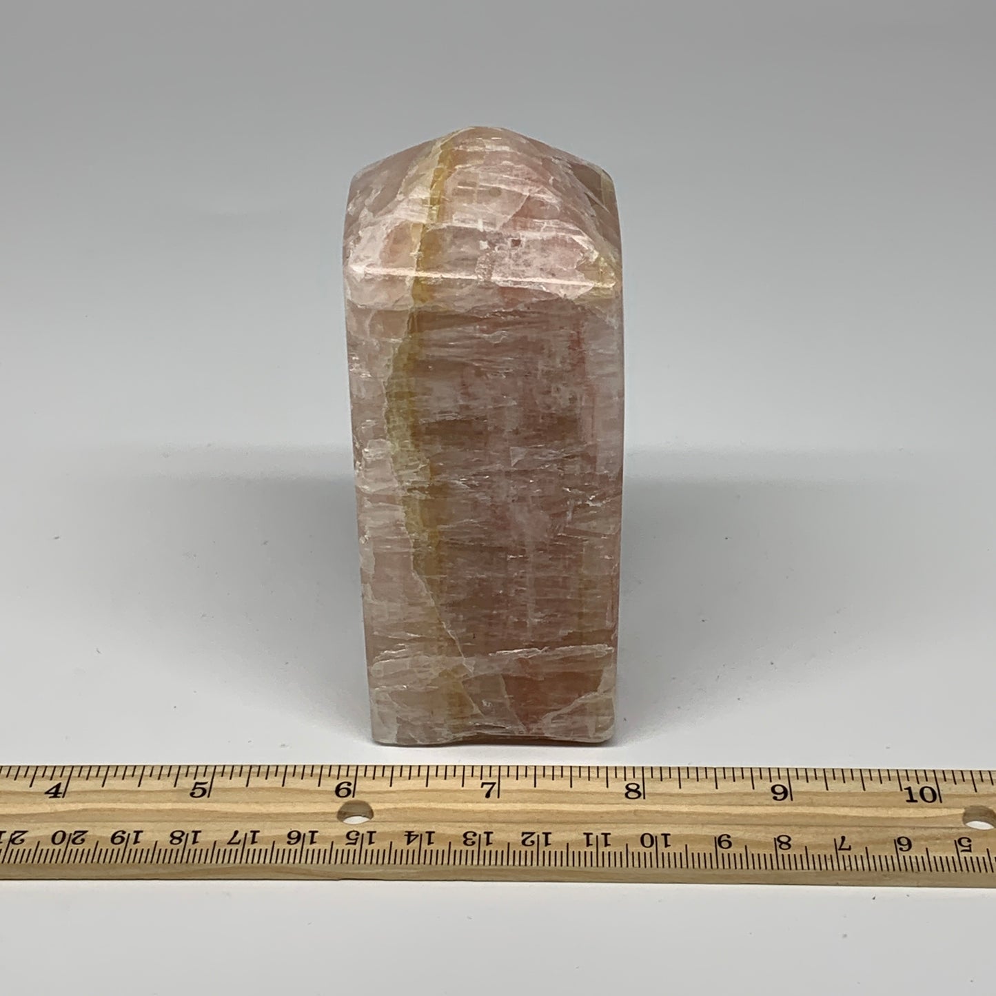 1.38 lbs, 4.4"x1.9" Strawberry Calcite Point Tower Obelisk Crystal, B25317