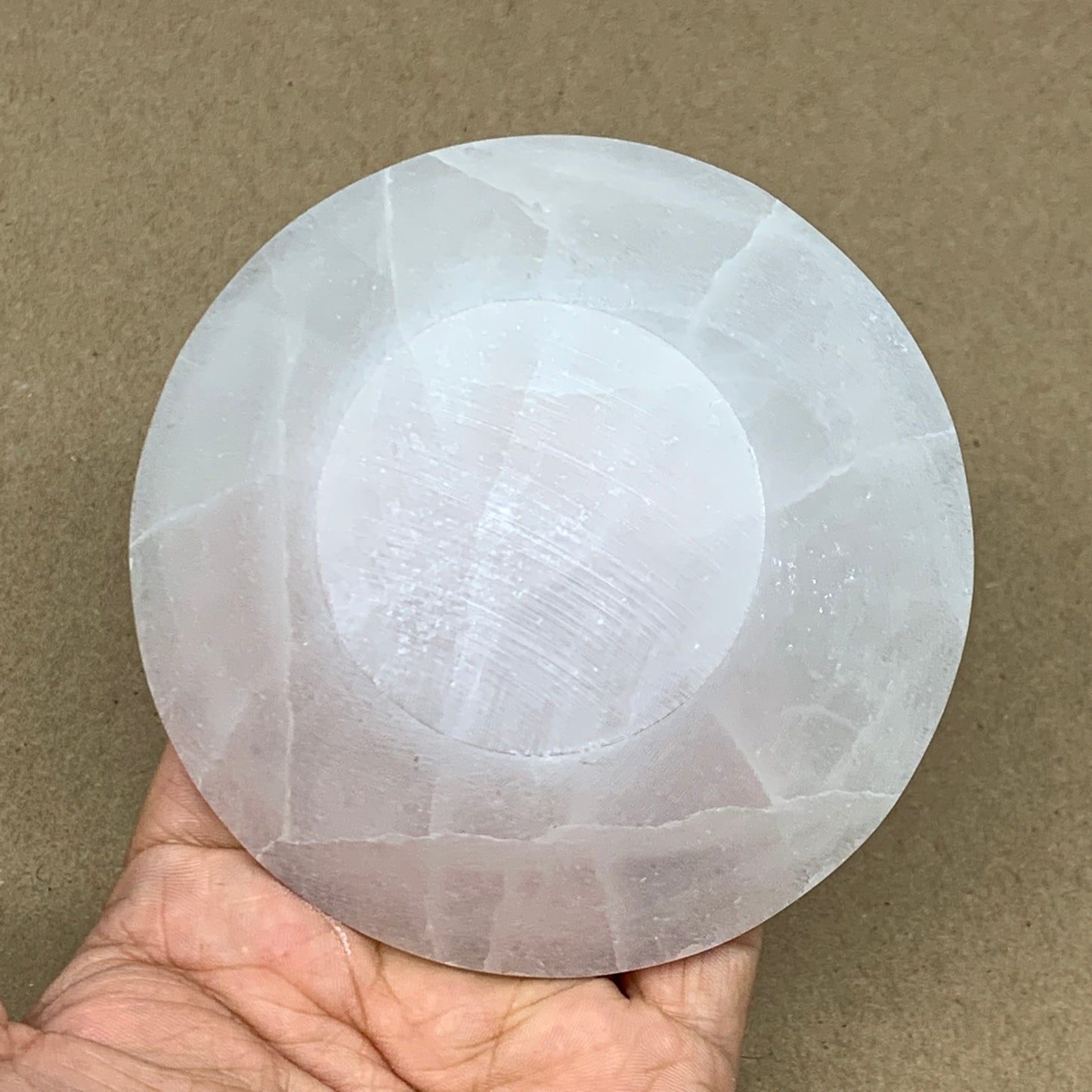 4pcs, 1166g, 3.9"-4" Natural Round Selenite Bowls Crystals from Morocco, B9192