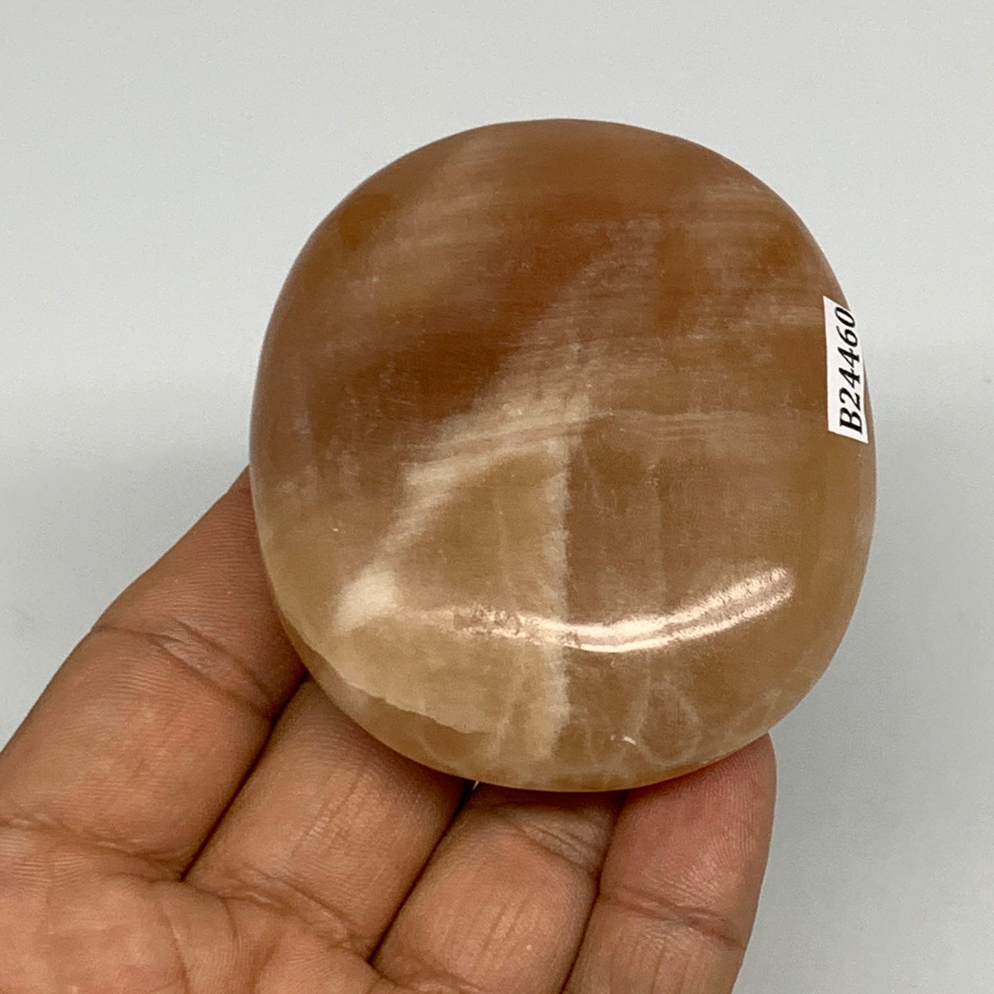 155.2g, 2.7"x2.3"x0.9",Honey Calcite Palm-Stone Crystal Polished @Pakistan,B2446