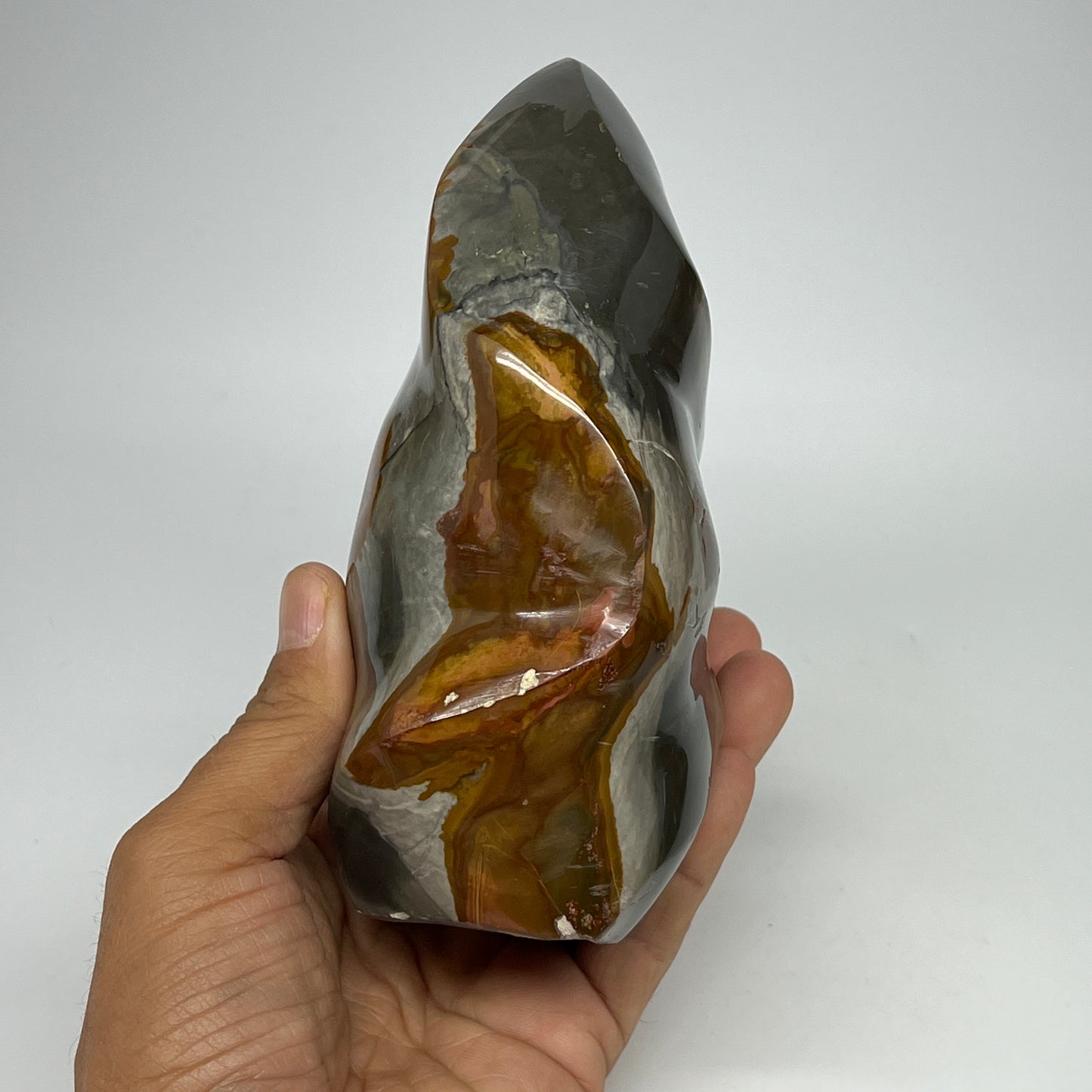 910g,5.7"x3"x2.4" Natural Polychrome Jasper Flame Gemstones @Madagascar,B19563